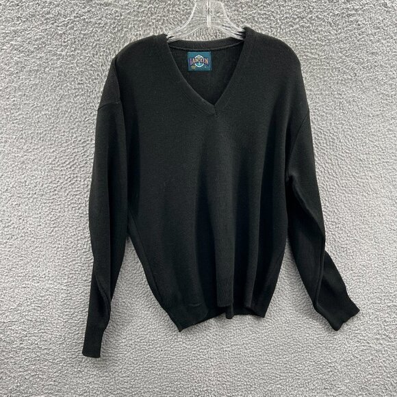 Jantzen Men Sweater Large Black Pullover Long‎ Sleeve V Neck USA - Picture 1 of 6